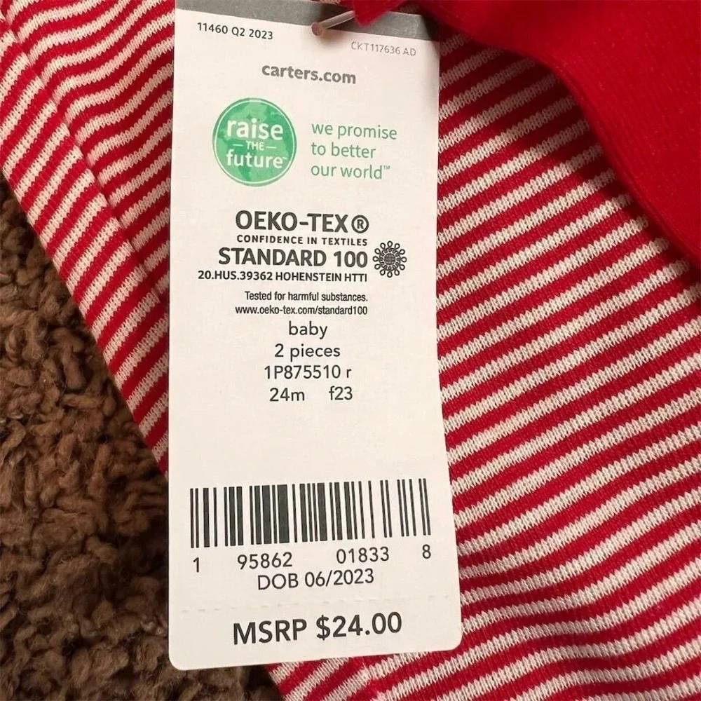 Carter's Unisex Red Pajama Set My First Christmas Size 24 Months NWT‎